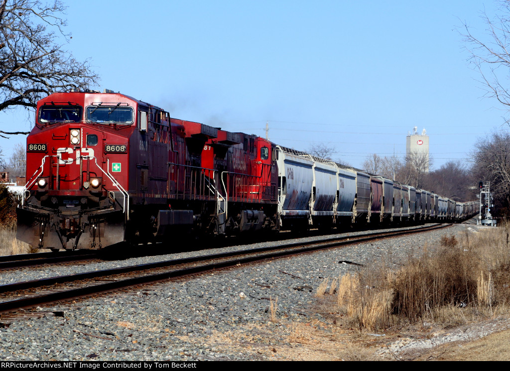 Two shots of a grain train